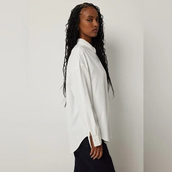 Sz XS-S Ardene women’s Oversized Shirt Ardene Classic White Longsleeve pleated - Picture 2 of 16